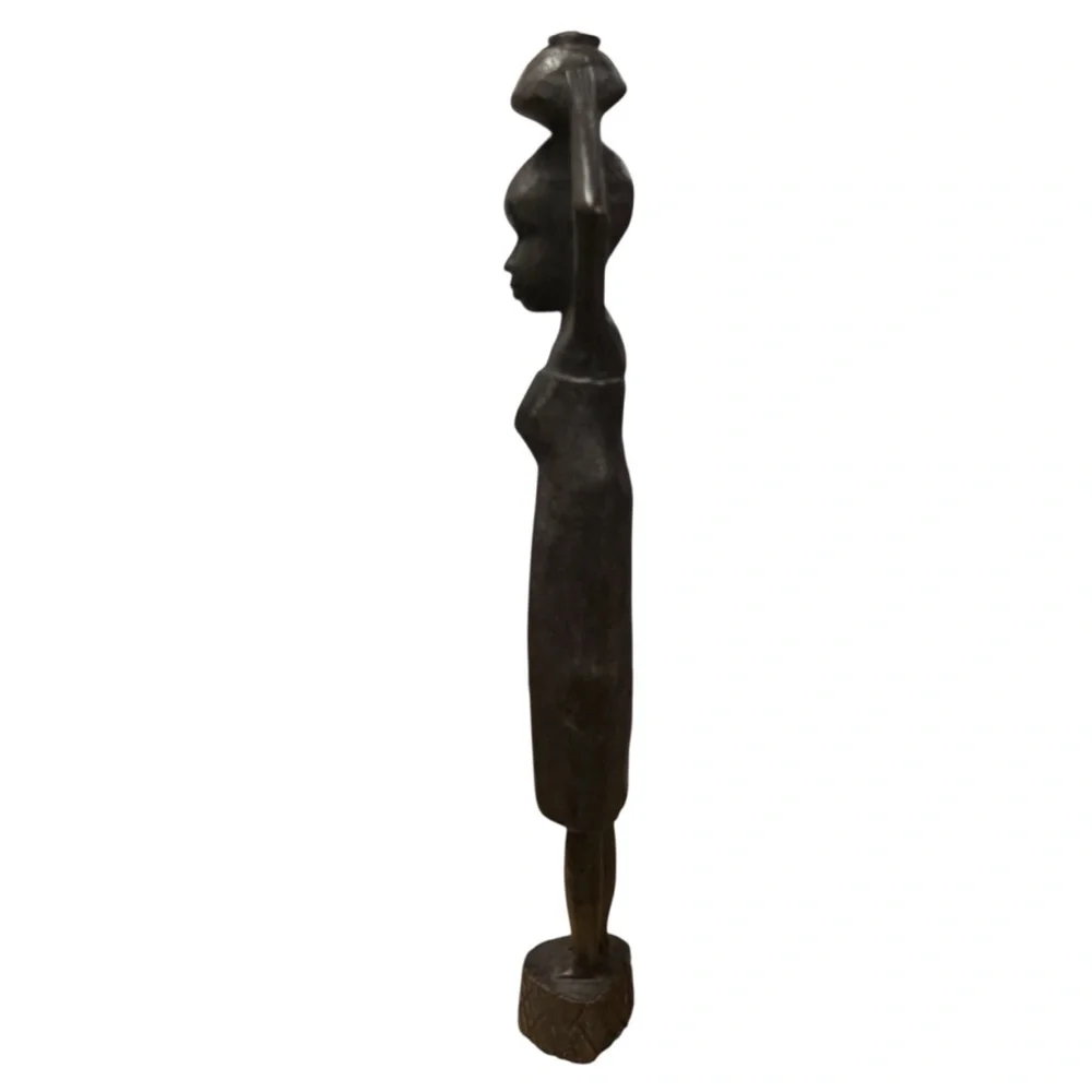 Hand Carved African Tribal Folk Art Ebony Wood Man Woman Sculptures from Kenya